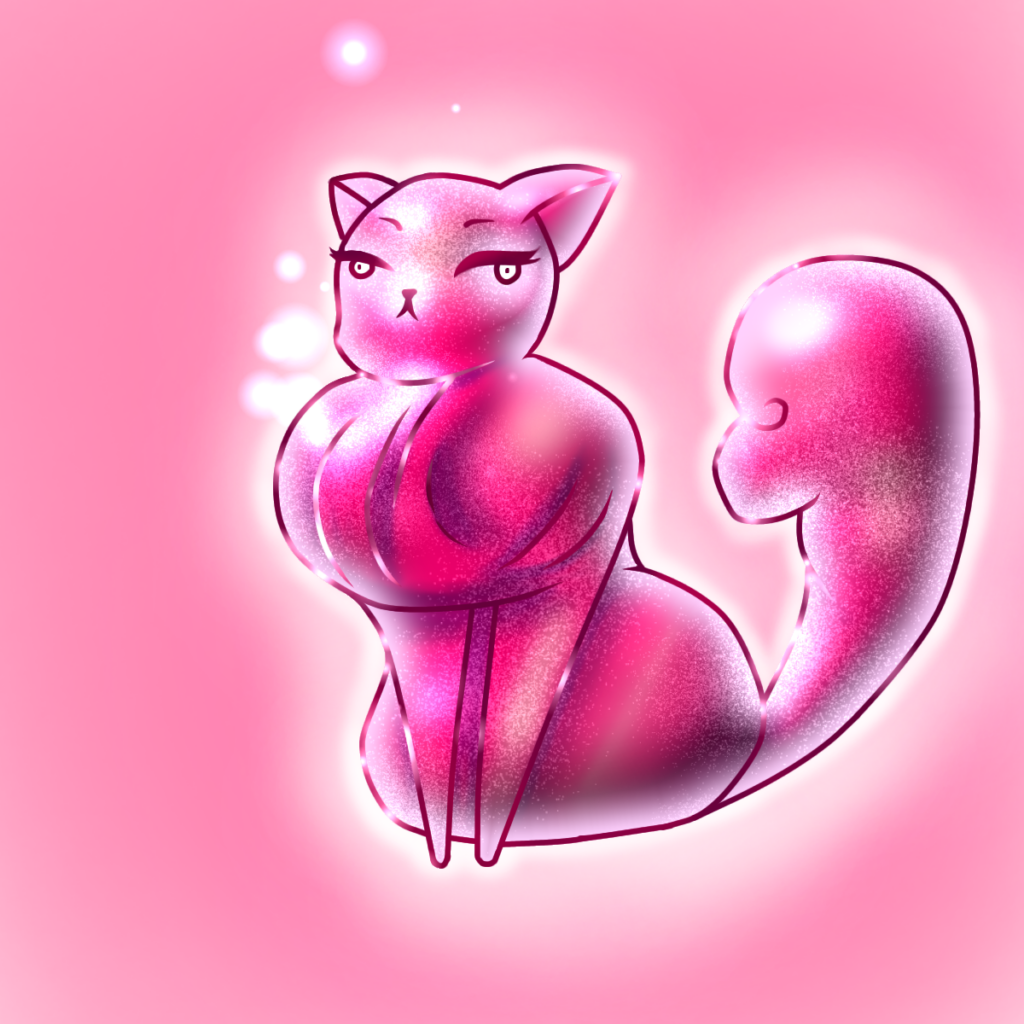 Pink Glowing Cat